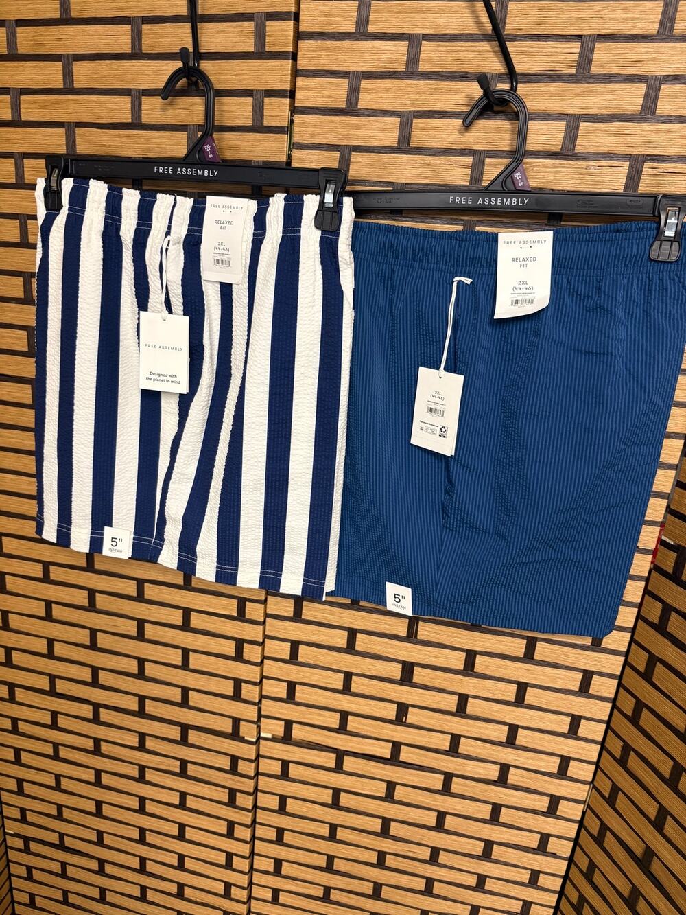 Free Assembly Blue Stripe And Blue Swim Trunks Mens Size 2X Lot of 2